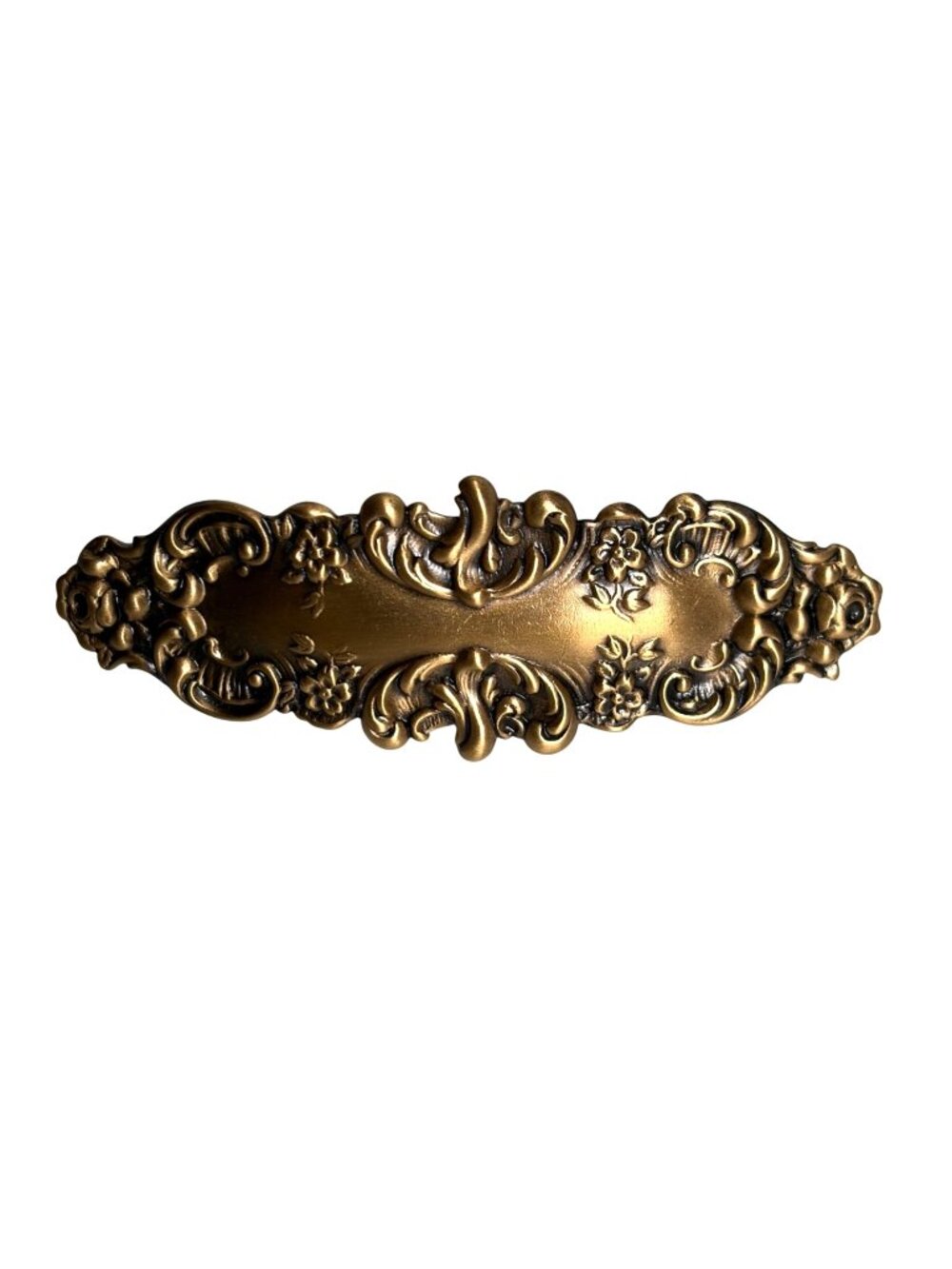 Vintage Brass Tone Ornate Art Nouveau Barrette Hair Clip Made in France 2.5"